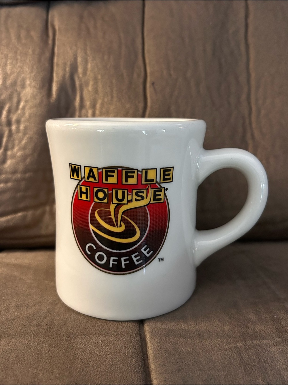Vintage Waffle House Coffee Mug Cup Ivory White Heavy Stoneware 10 fl oz